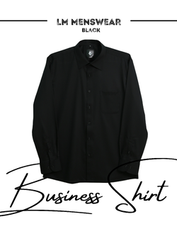 Business Shirt เสื้อเชิ้ต รุ่นบิสเนส โทนสีดำ เทา ปก Semi-Spread Collar ทางการ เหมาะสำหรับใส่เน็คไทด์