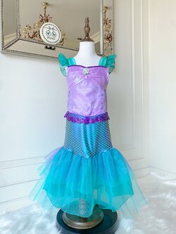 ชุดเจ้าหญิงแอเรียล สกรีนลายสีเงิน