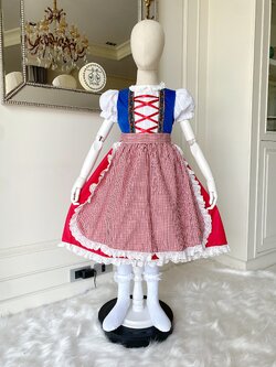 (เซต 3 ชิ้น) ชุดคอสเพลย์ ชุดประจำชาติเยอรมัน (German) เด็กหญิงโทนแดงน้ำเงิน (ชุด+ถุงเท้า+ผ้ากันเปื้อน)