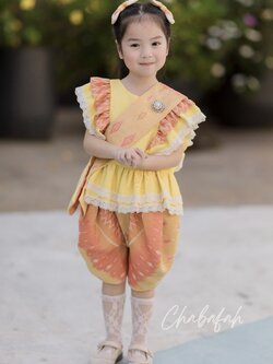(เซต 4 ชิ้น) ชุดไทยแบรนด์ Chabafah รุ่น ศิรินภา สีเหลือง