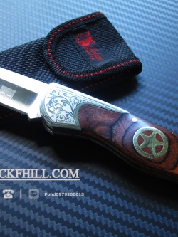 มีดพับ COLUMBIA รุ่น S287 ด้ามลายไม้ ฝังดาวทองเหลืองห้าแฉก