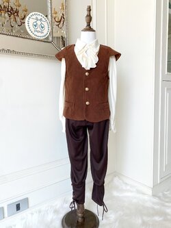 ชุดคอสเพลย์ ชุดยุโรปโบราณเด็กชายโทนน้ำตาล (เซต 3 ชิ้น)