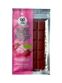 ไวท์ช็อกโกแลตรสสตอเบอร์รี่ ตรา บีนทูบาร์ ทำจากไขมันโกโก้เเท้ น้ำตาลต่ำ Strawberry White Chocolate Low Sugar Bean To Bar Brand