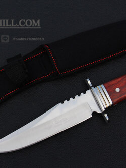 มีดใบตาย COLUMBIA รุ่นA035 ใบมีดทรงโบวี่ ด้ามจับ ลายกางเขนเงินคลาสสิค ไม้อย่างดี พร้อมซองไนลอน