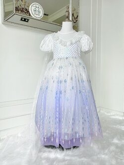 ชุดเจ้าหญิงเอลซ่าแขนตุ๊กตาสีขาวบริสุทธิ์ พร้อมผ้าคลุมถอดออกได้