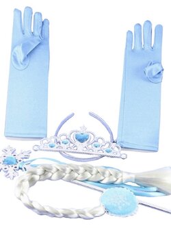 เซตเครื่องประดับเจ้าหญิงพร้อมผมเปียโทนสีฟ้าอ่อน