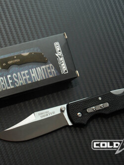 มีดพับนายพราน cold steel รุ่น DOUBLE SAFE HUNTER ใบมีด 8cr13 Mov ทรงโบวี ( AAA ) ด้ามดำ