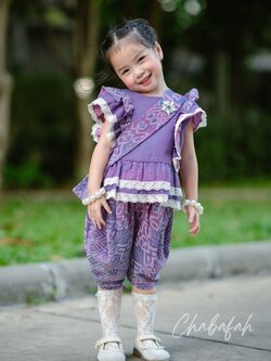 (เซต 4 ชิ้น) ชุดไทยแบรนด์ Chabafah รุ่น ศิรินภา สีม่วง