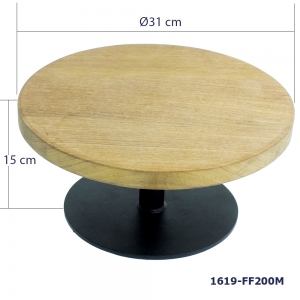 ขาตั้งที่วางเค้กฐานเหล็กและแผ่นไม้สัก 31 ซม. สูง 15 ซม. 1619-FF200M