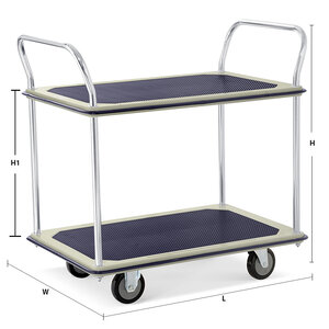 TWO-TIER STEEL PLATFORM TRUCK - DOUBLE HANDLES 370 KG PU WHEELS