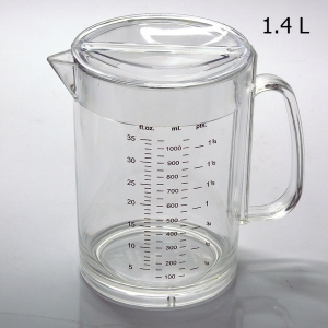 Light plastic Pitcher Measure 1.4 Litres with lid and handle 1610-570