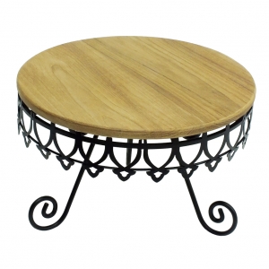 ที่วางขนมเค๊กทรงกลมลายมงกุฎรวมแผ่นไม้สัก ความสูง 18 cm. 1619-037