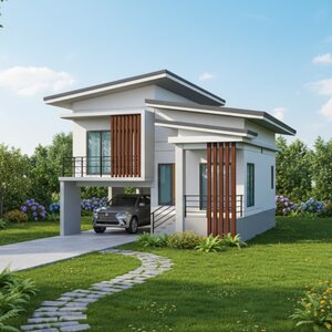 แบบบ้านโมเดิร์นชั้นครึ่ง