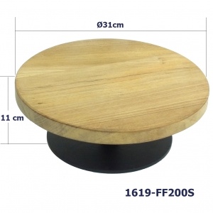 ขาตั้งที่วางเค้กฐานเหล็กและแผ่นไม้สัก 31 ซม. สูง 11 ซม. 1619-FF200S