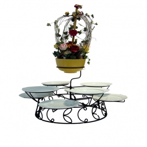 ชั้นวางจานอาหาร กระเช้าดอกไม้ (ราคายกเซ็ต รวมชุดจาน ชาม)