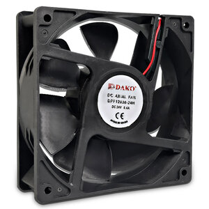 Dako พัดลม 4.5" เหลี่ยม ดำ 24VDC (มีลูกปืน)+ตะแกรง เหล็ก 12038 TAF120 พัดลมระบายความร้อน