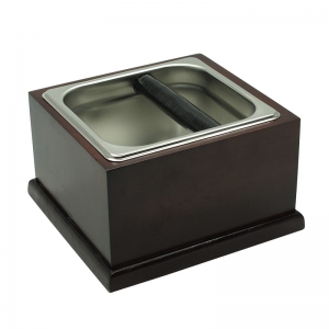 อ่างเคาะกากกาแฟ +กล่องไม้ตั้งอ่างเคาะกาก สูง 11.7 (ไม้สีแดงออกดำ)