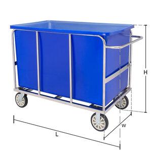 Stainless steel trolley with handles with large Blue casting tank 700 liters
