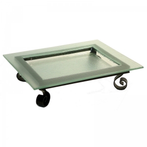 ที่วางจานเหล็กแบนขาม้วนผืนผ้าสูง 8 CM