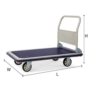 STEEL PLATFORM TRUCK - FOLDABLE HANDLE 500 KG PU WHEELS