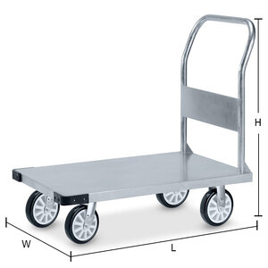 STAINLESS STEEL PLATFORM TRUCK - FIXED HANDLE 500 KG-PU WHEELS